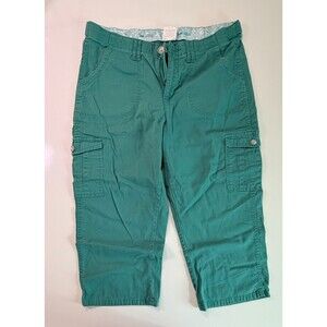 Lee Women's Jade Green Cargo Capri Pants Cotton Casual Cropped Pants